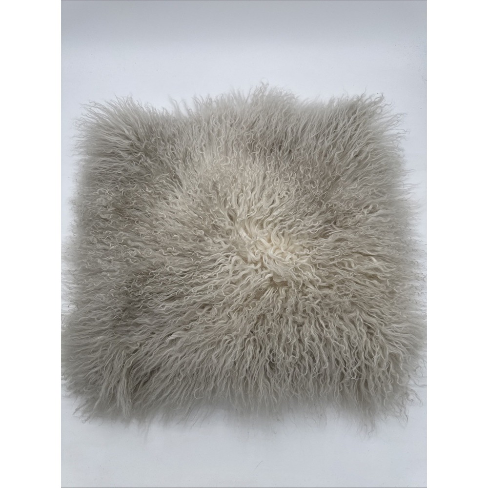 Rose Feather Mongolian Lamb Fur Wool Pillow Covers 18" X 18" Off White Gray Tone